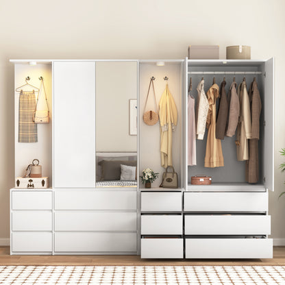 White Wardrobe Closet 71.7" H - 2 Doors, 6 Drawers for Bedroom