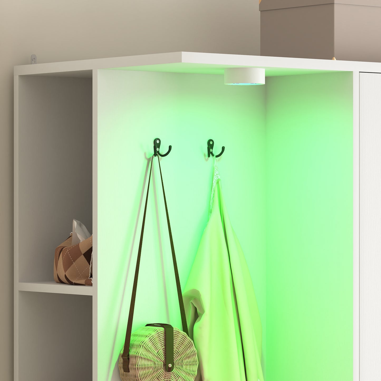 White Wardrobe Closet 71.7" H - 2 Doors, 6 Drawers for Bedroom