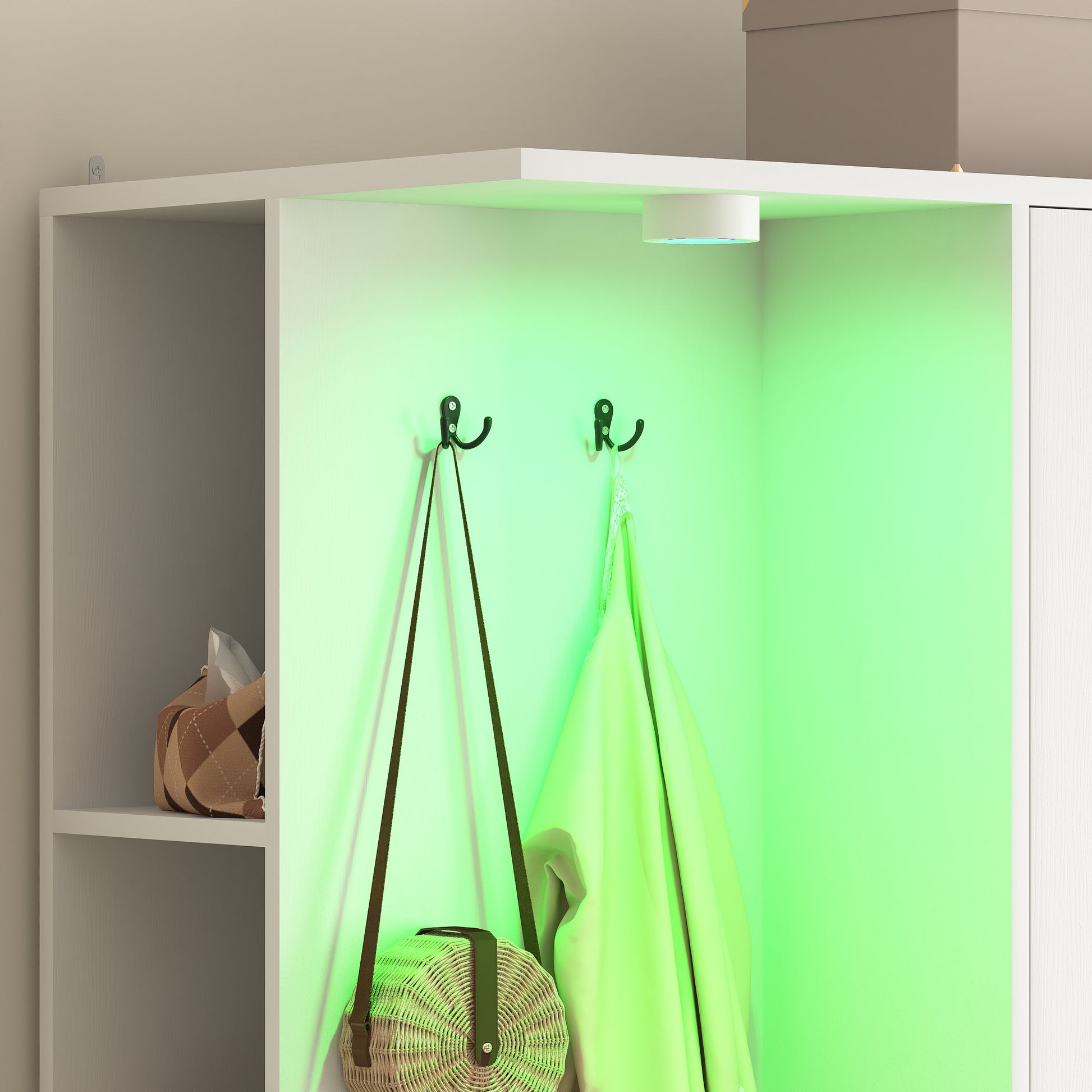 White Wardrobe Closet 71.7" H - 2 Doors, 6 Drawers for Bedroom