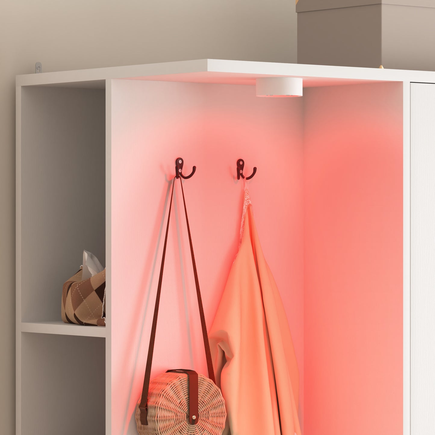 White Wardrobe Closet 71.7" H - 2 Doors, 6 Drawers for Bedroom