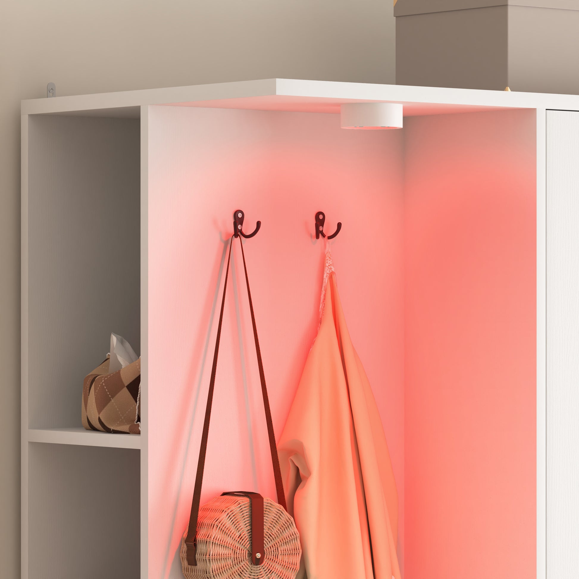 White Wardrobe Closet 71.7" H - 2 Doors, 6 Drawers for Bedroom