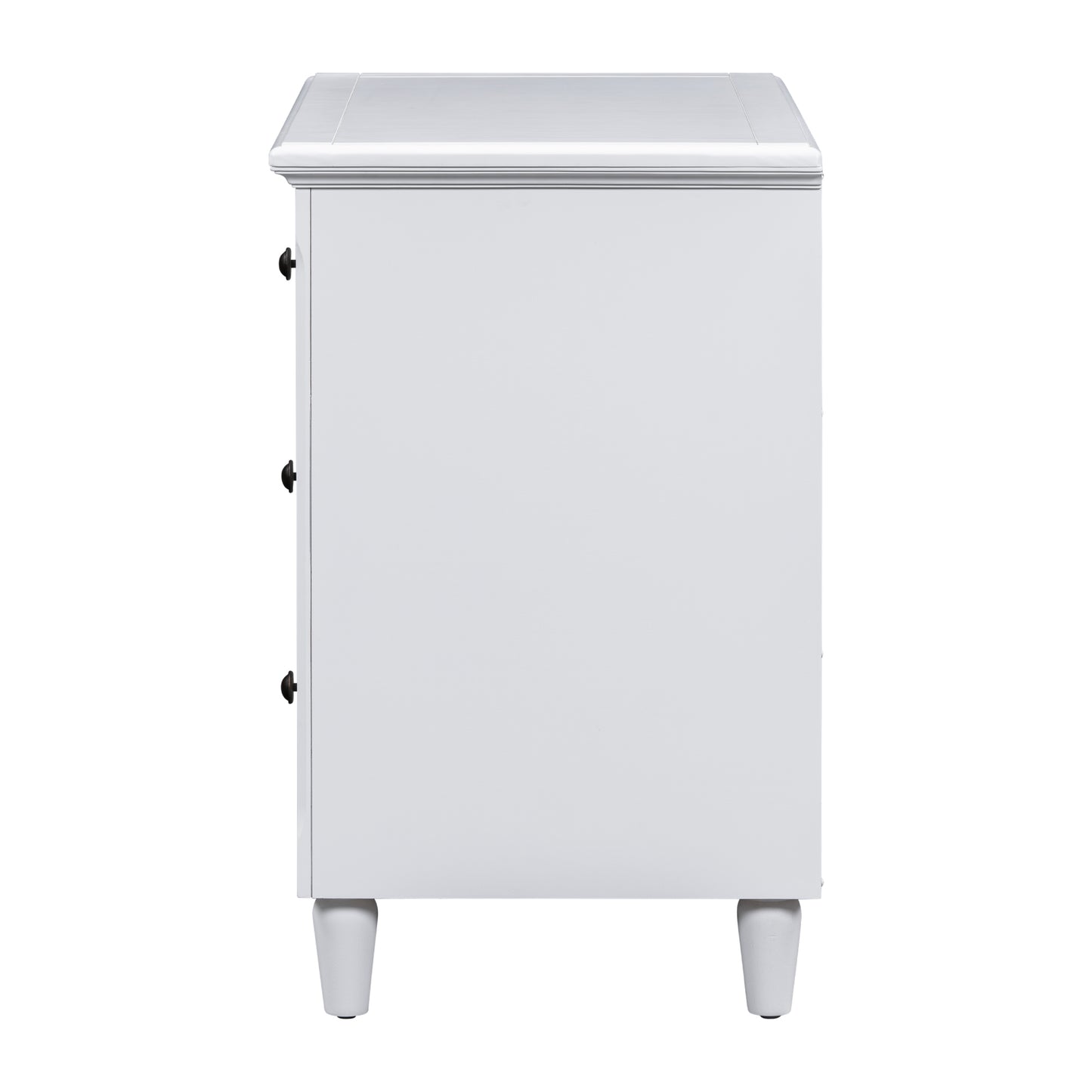 White 28" Nightstand with 3 Drawers - MDF Nightstand for Bedroom
