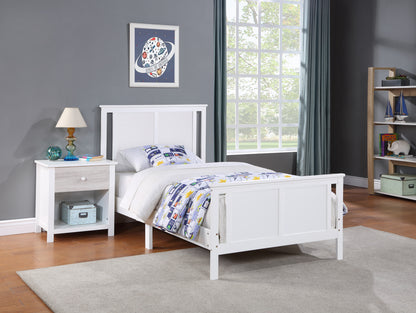 Connelly Twin Size Bed - White Solid Wood Frame