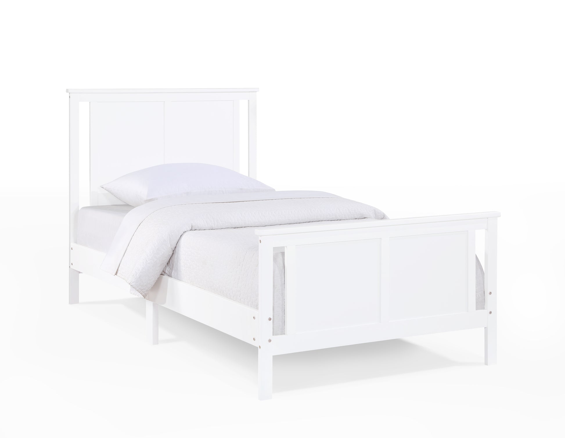 Connelly Twin Size Bed - White Solid Wood Frame
