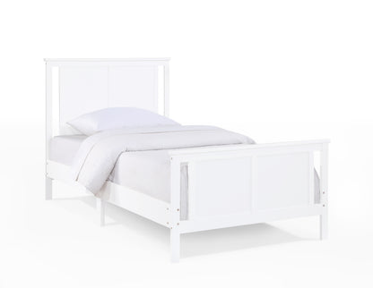 Connelly Twin Size Bed - White Solid Wood Frame
