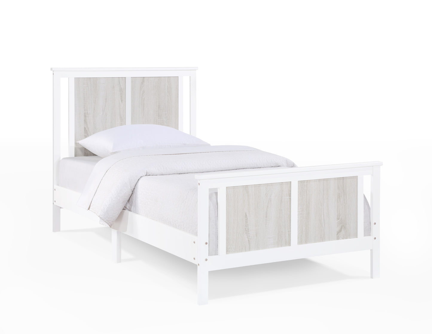 Connelly Twin Size Bed - White Solid Wood Frame