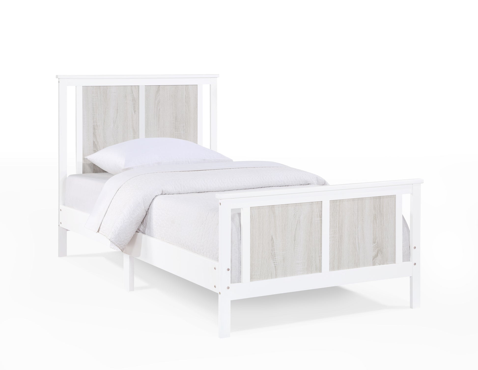 Connelly Twin Size Bed - White Solid Wood Frame