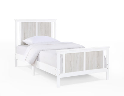 Connelly Twin Size Bed - White Solid Wood Frame
