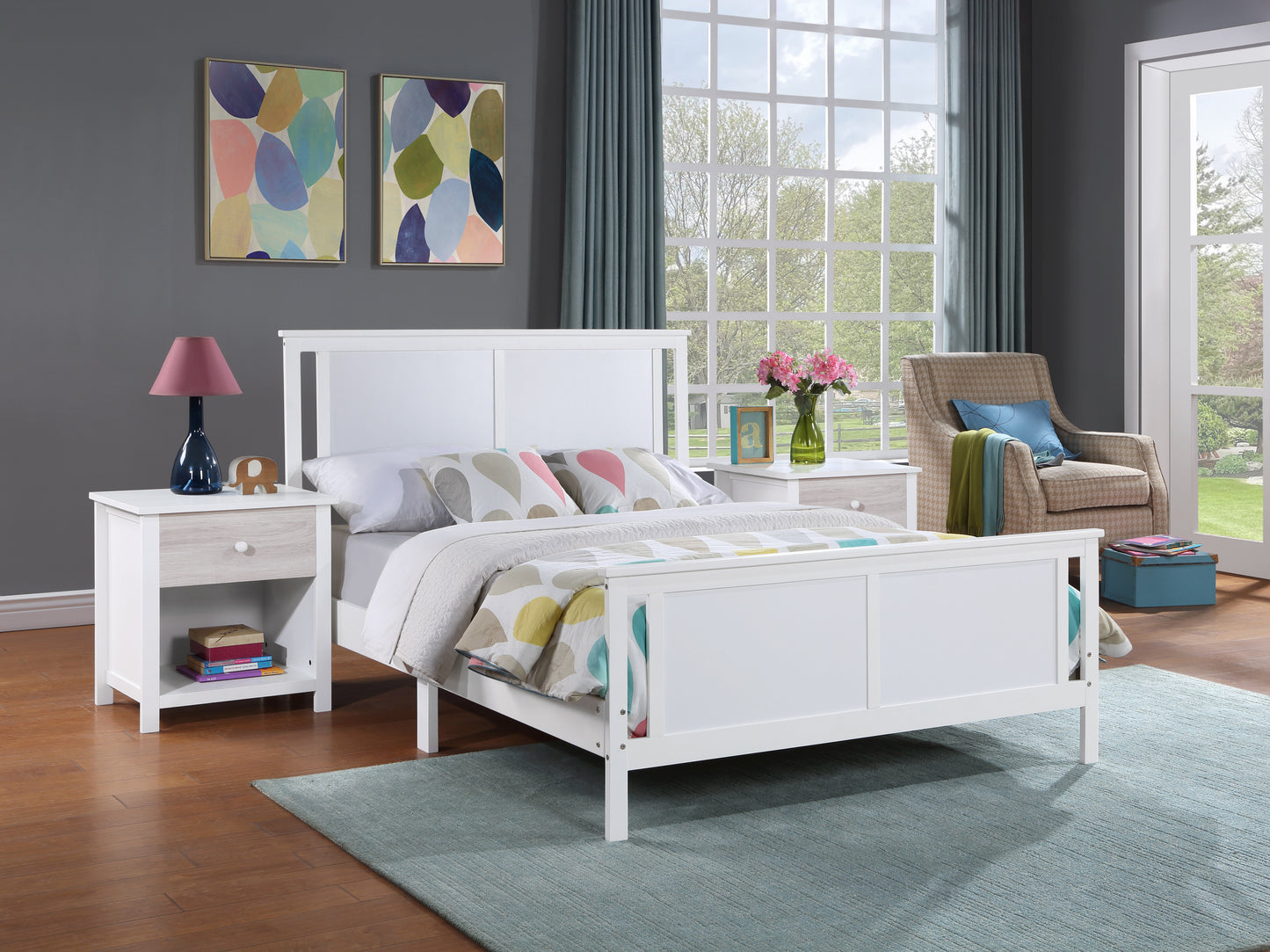 Connelly Full Size Bed - White Solid Wood Frame