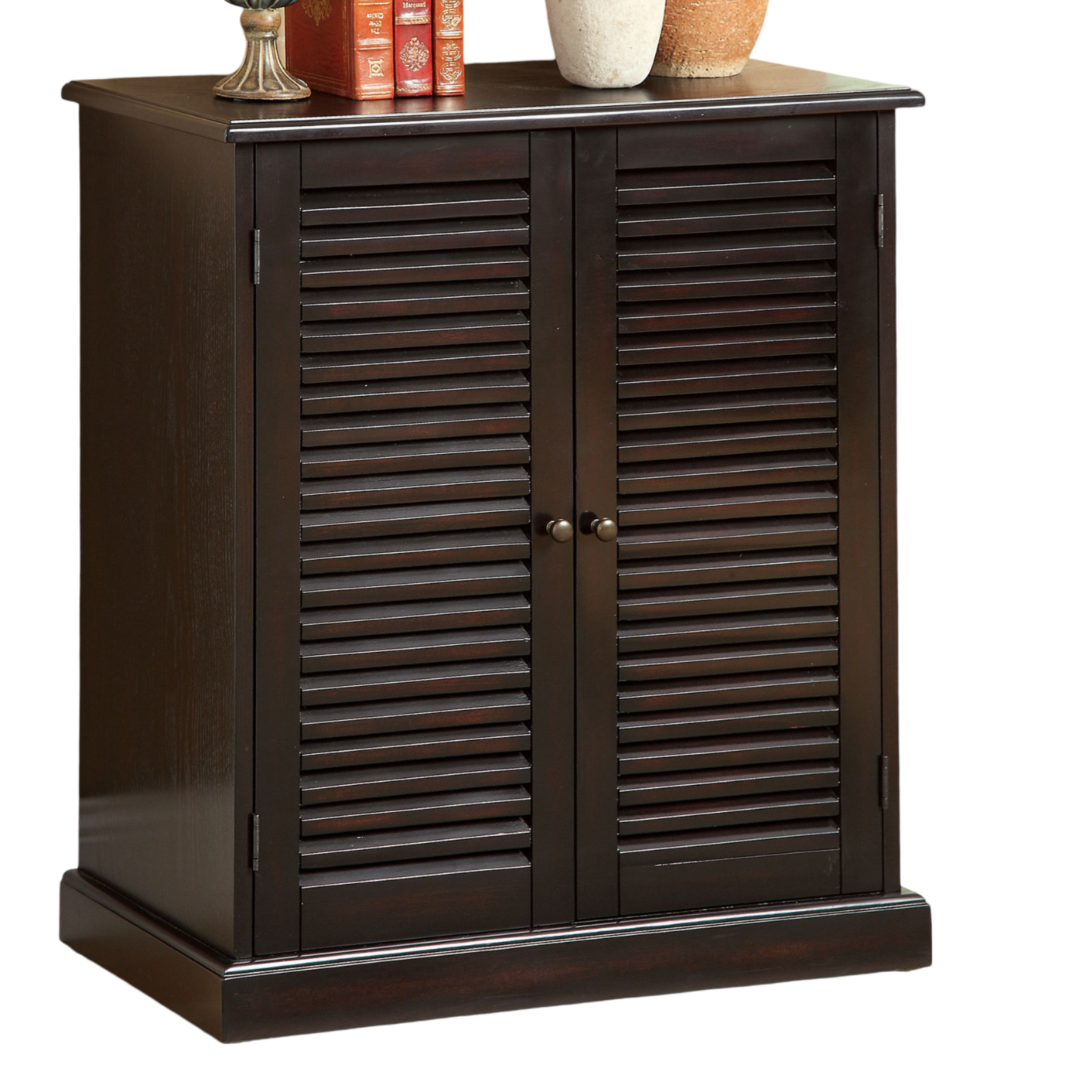 Espresso Solid Wood Shoe Cabinet 3-4 Shelves