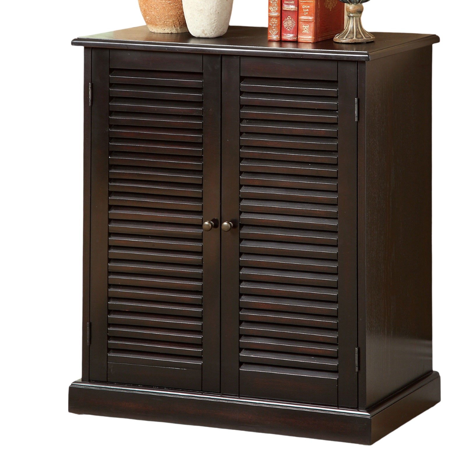 Espresso Solid Wood Shoe Cabinet 3-4 Shelves