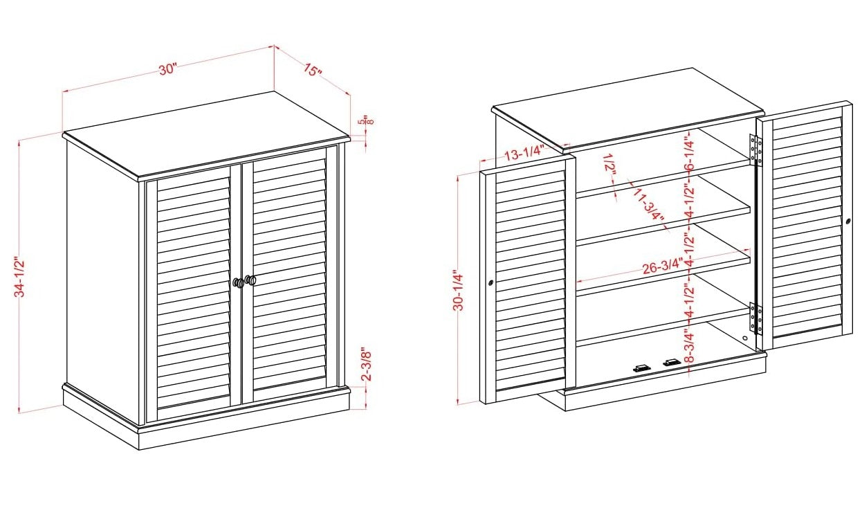 Espresso Solid Wood Shoe Cabinet 3-4 Shelves