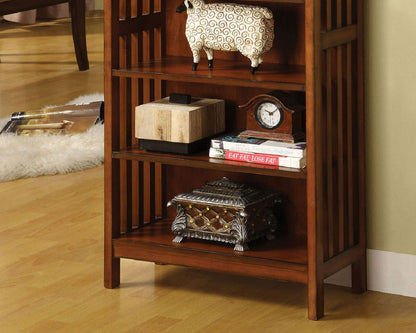 Antique Oak Media Shelf - 5 Shelves Solid Wood Storage