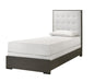 1pc Contemporary Upholstered Twin Size Panel Youth Bed Button Tufted Headboard Wooden Bedroom Furniture White Cream Gray