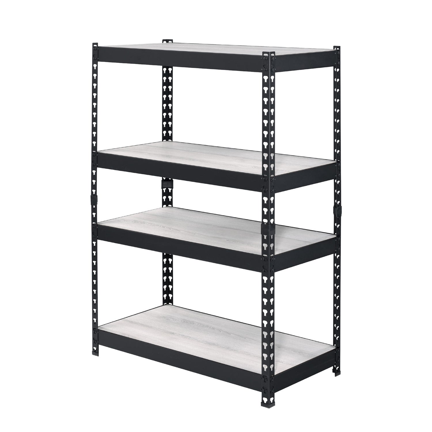 4 Tier Rectangular Bookcase with Adjustable Shelves, Natural and Black