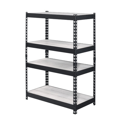 4 Tier Rectangular Bookcase with Adjustable Shelves, Natural and Black