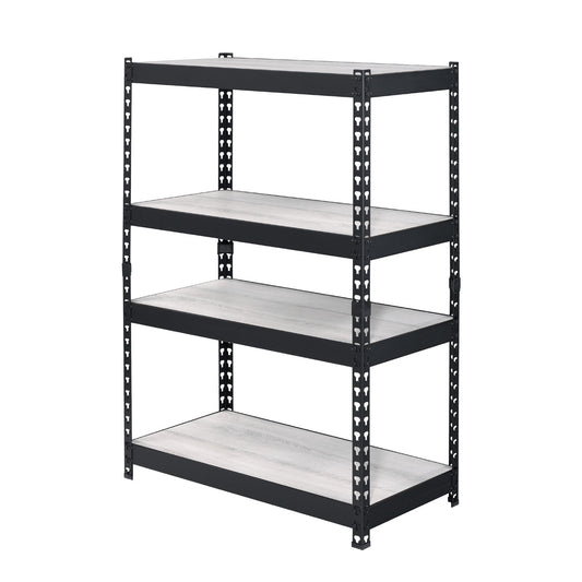 4 Tier Rectangular Bookcase with Adjustable Shelves, Natural and Black