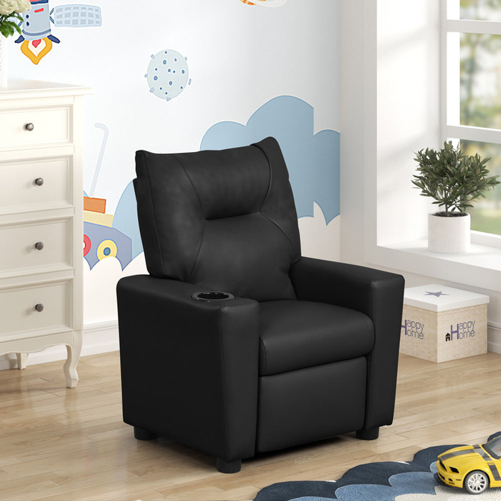 Black Fabric Kids Recliner Chair - 15" Seat Height
