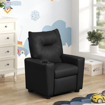 Black Fabric Kids Recliner Chair - 15" Seat Height