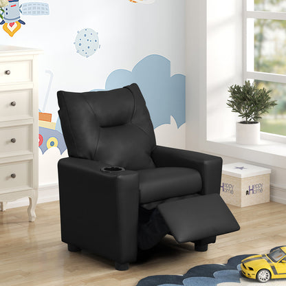 Black Fabric Kids Recliner Chair - 15" Seat Height