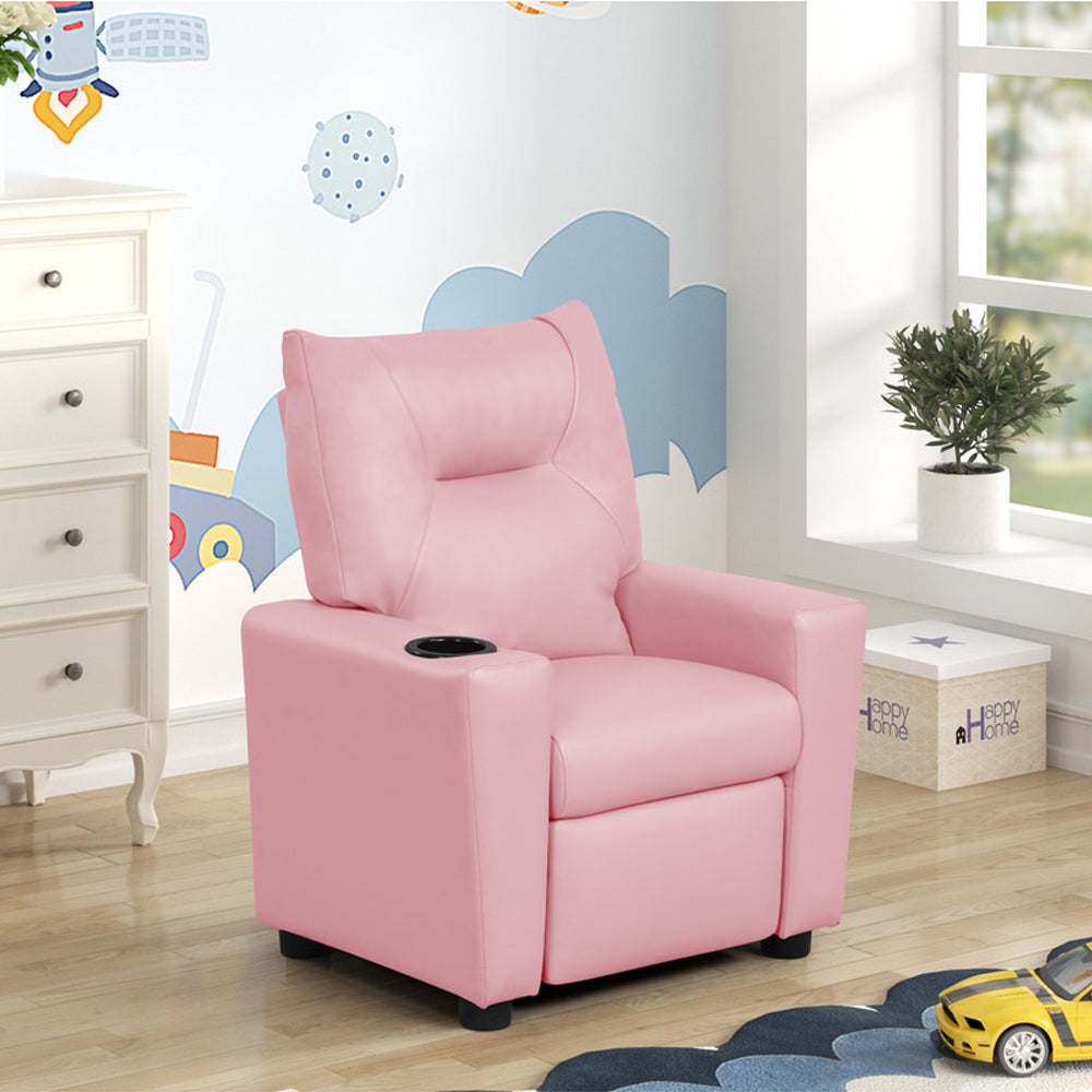 Pink Fabric Kids Recliner - 13" Seat Height
