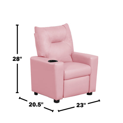 Pink Fabric Kids Recliner - 13" Seat Height