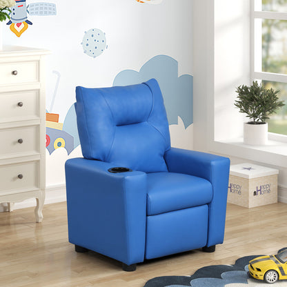 Blue Fabric Kids Recliner Chair 13" Seat Height