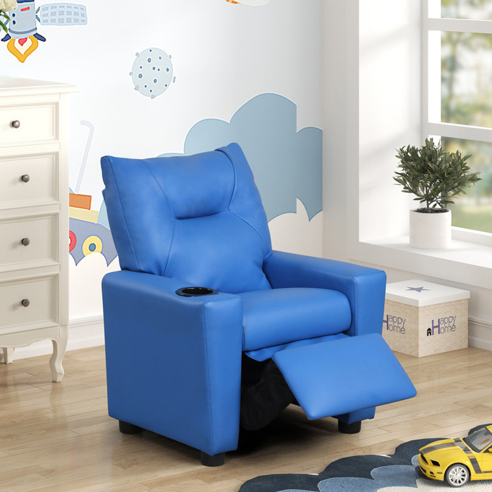 Blue Fabric Kids Recliner Chair 13" Seat Height