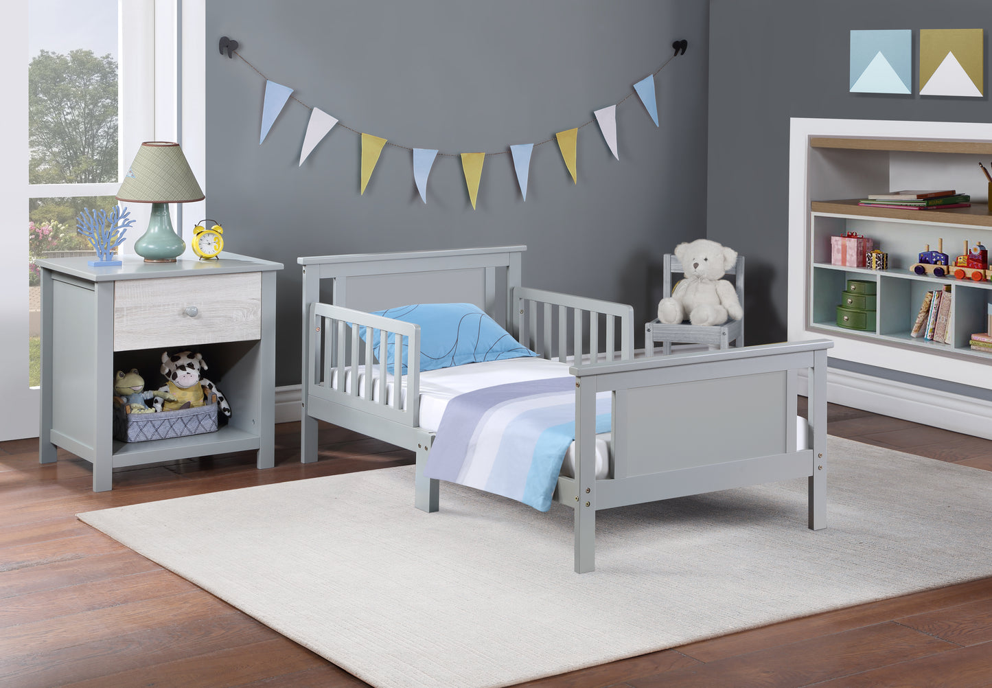 Gray Solid Wood Toddler Bed - 54" x 31"