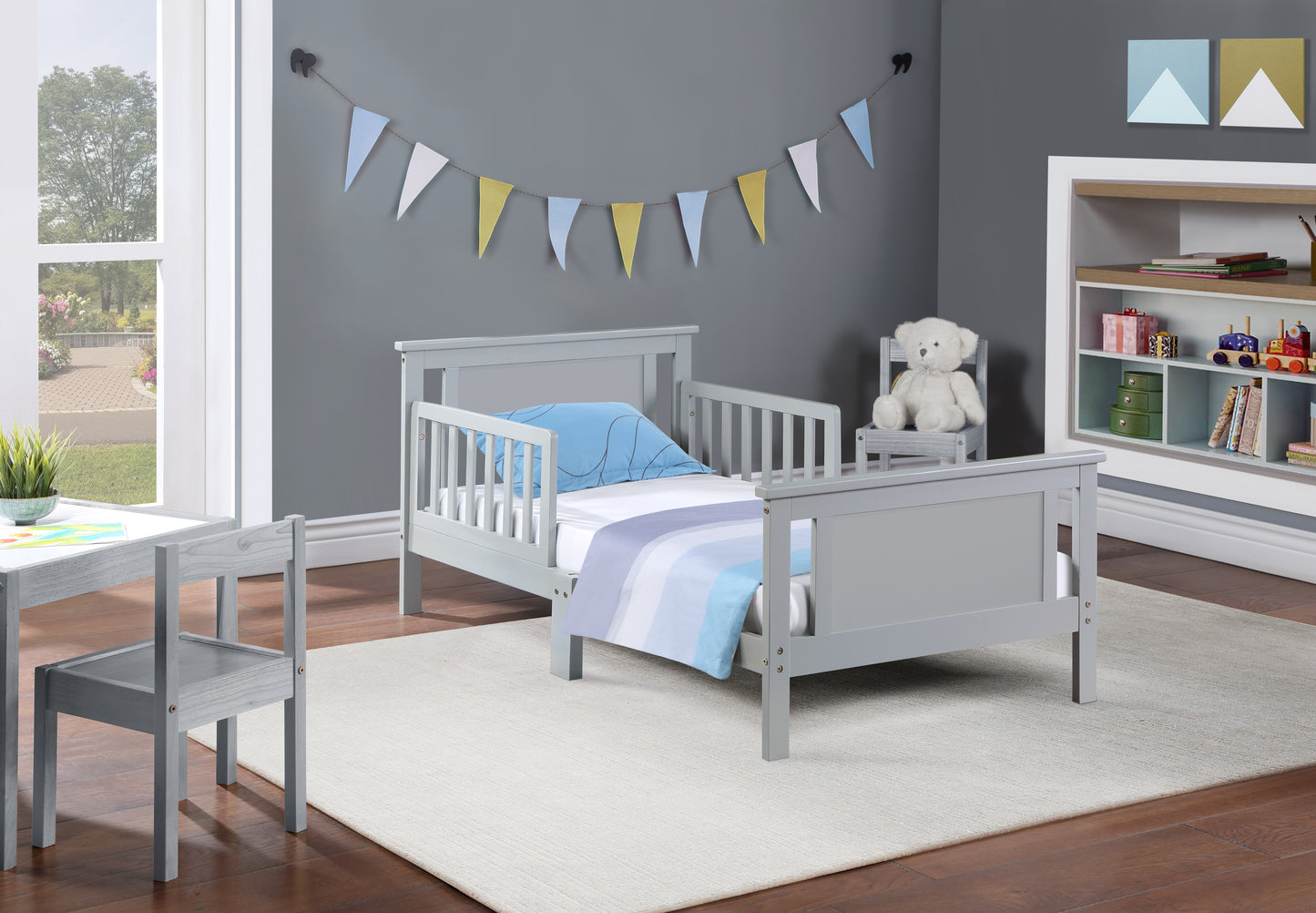 Gray Solid Wood Toddler Bed - 54" x 31"