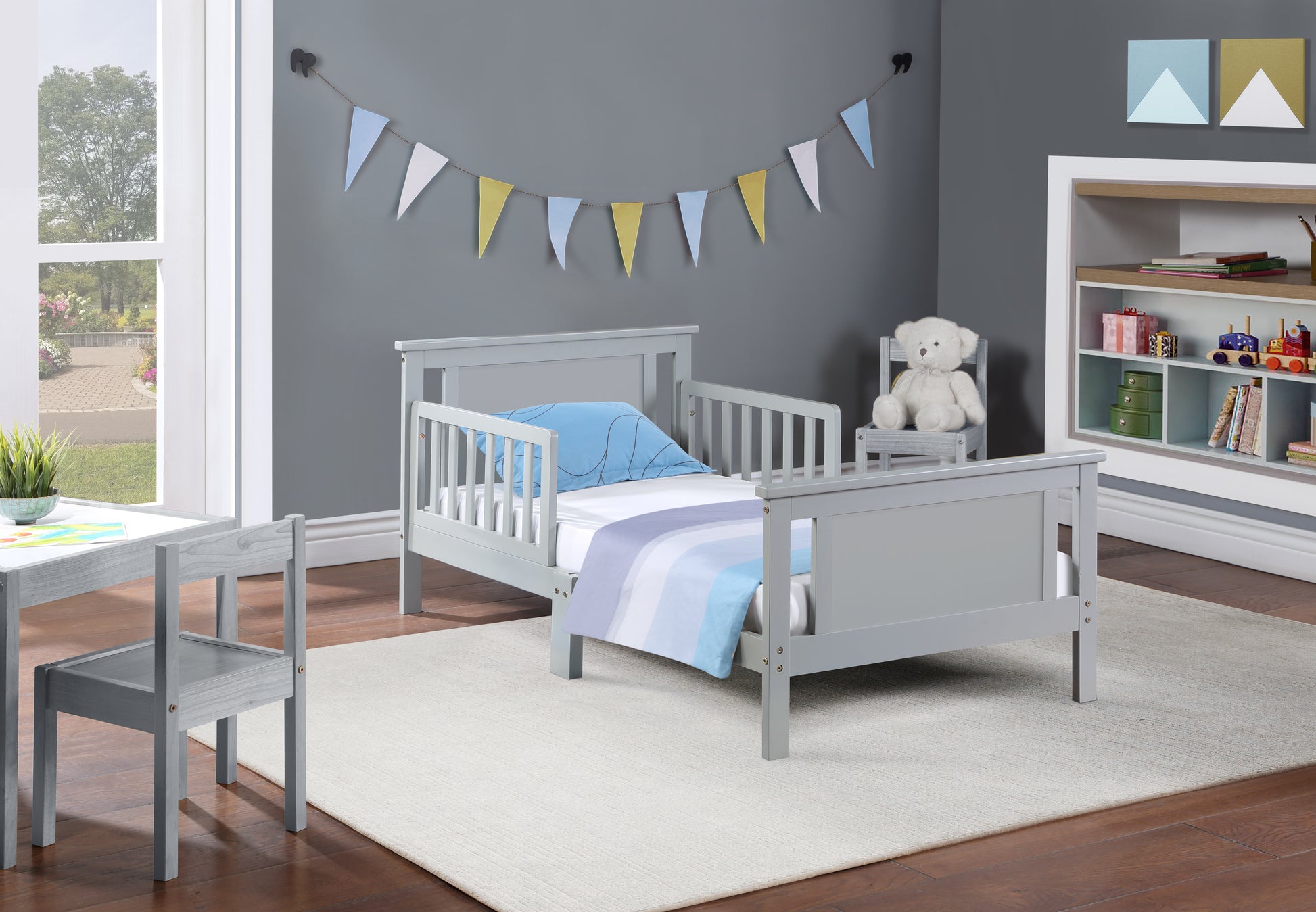 Gray Solid Wood Toddler Bed - 54" x 31"