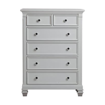 White Solid Wood 6 Drawer Chest Youth Bedroom Storage