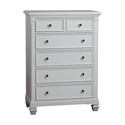 White Solid Wood 6 Drawer Chest Youth Bedroom Storage