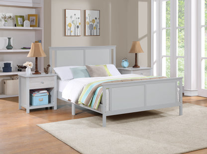 Gray Solid Wood Full Size Bed - Reversible Panel