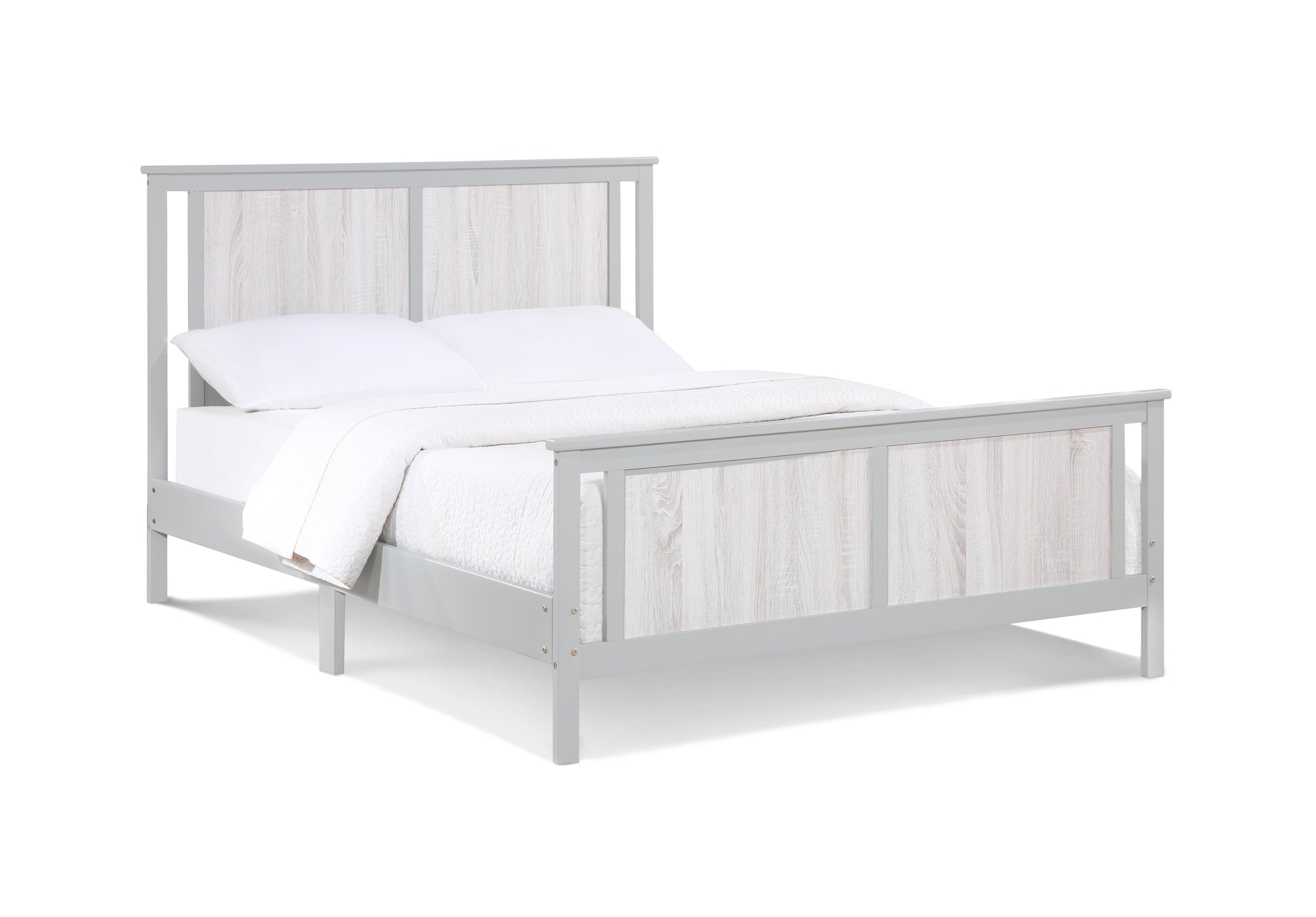 Gray Solid Wood Full Size Bed - Reversible Panel