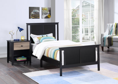 Connelly Twin Size Bed - Black Solid Wood