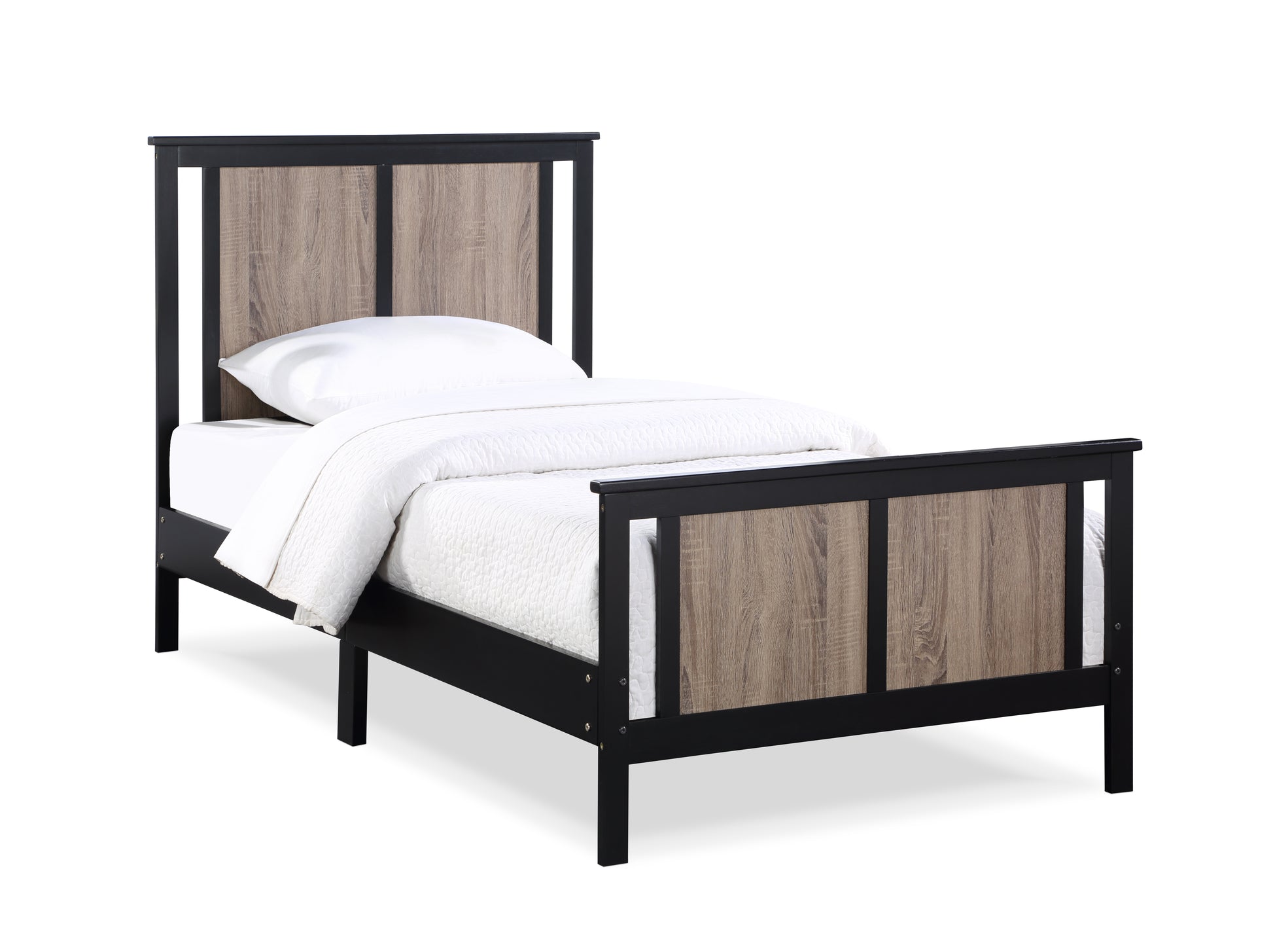 Connelly Twin Size Bed - Black Solid Wood