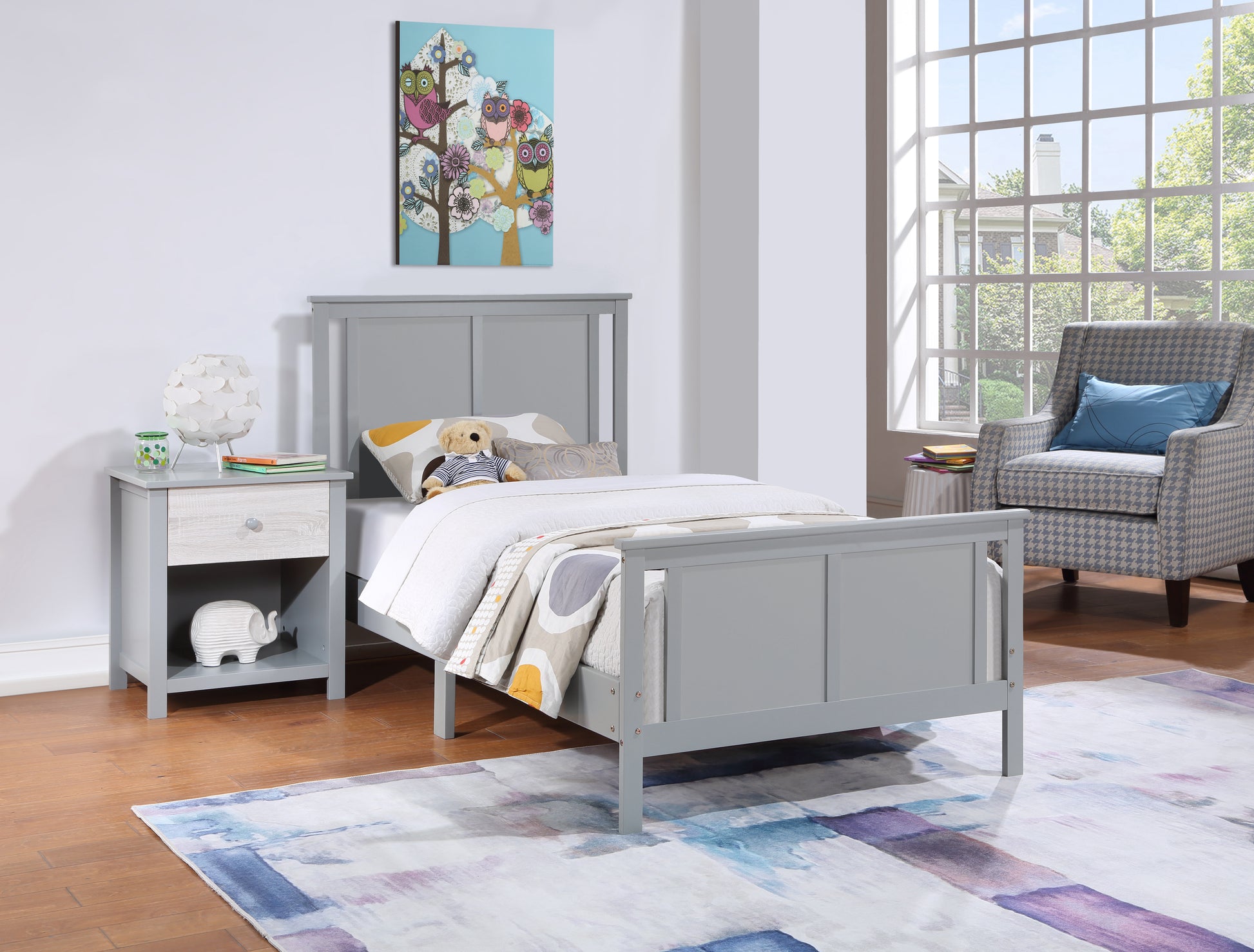 Gray Solid Wood Twin Bed - Connelly Reversible Panel