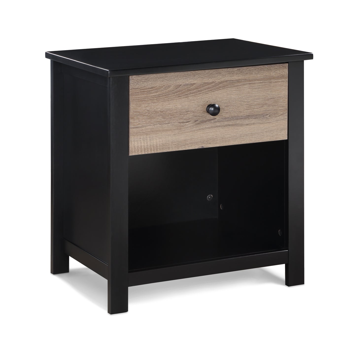 Black Solid Wood Nightstand - Youth Kids Storage