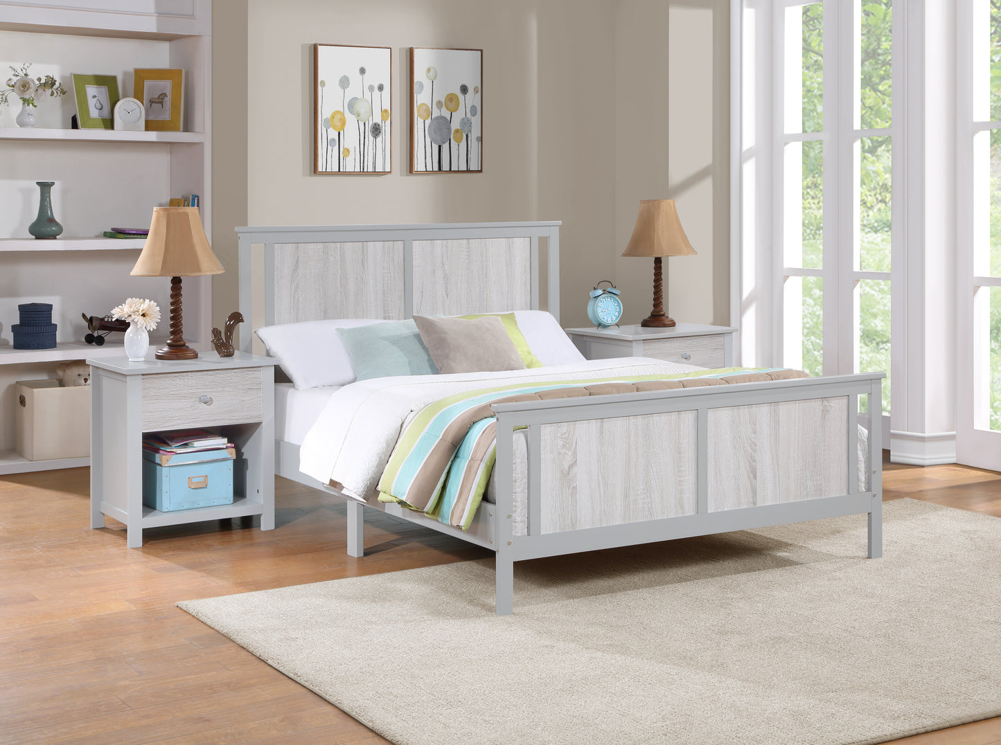 Gray Solid Wood Kids Bed Frame - Twin Size