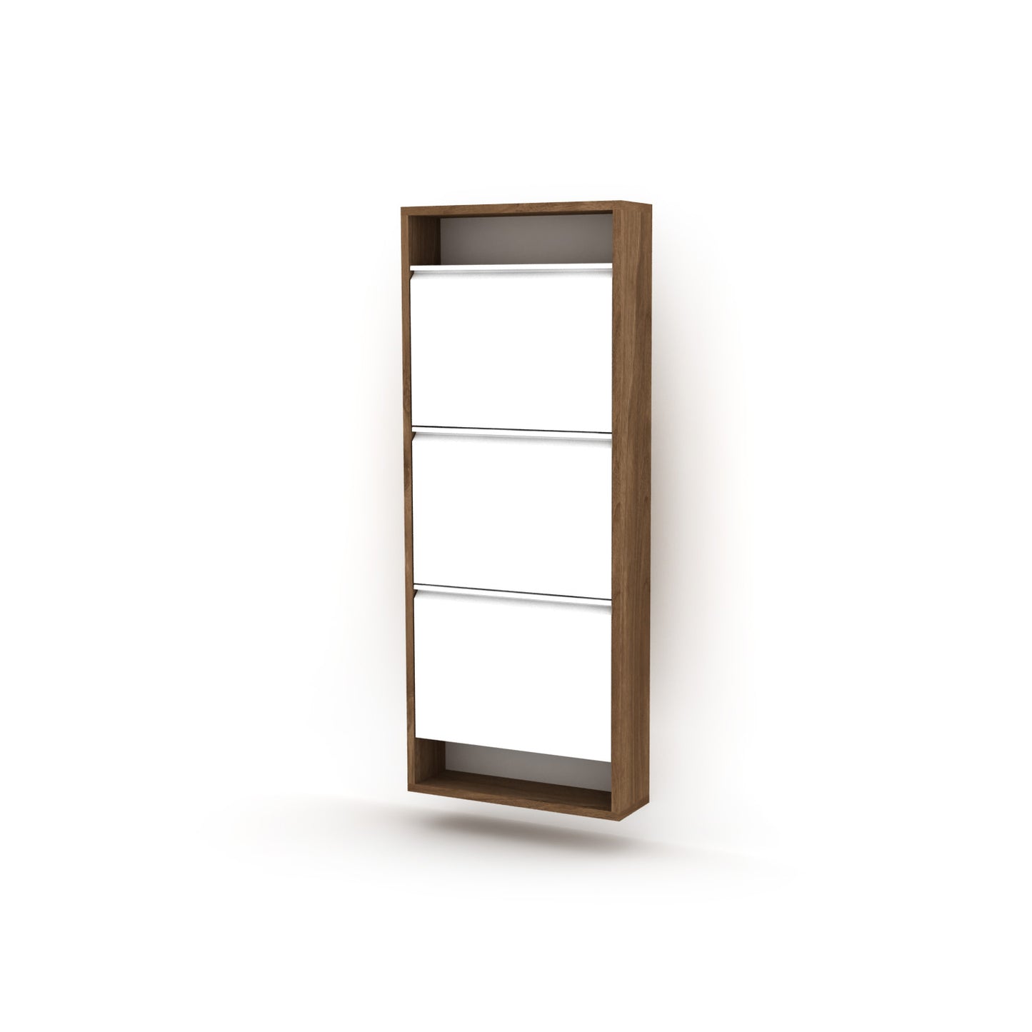 Hide 3 Tier Wood Frame Shoe Storage - Walnut Cabinet