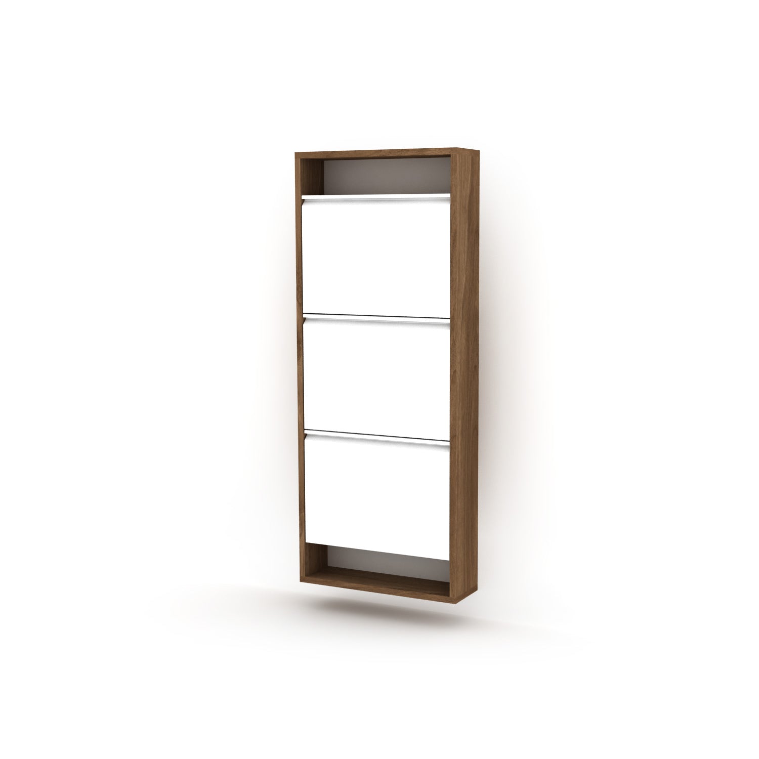 Hide 3 Tier Wood Frame Shoe Storage - Walnut Cabinet