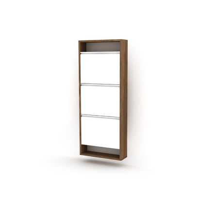 Hide 3 Tier Wood Frame Shoe Storage - Walnut Cabinet