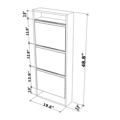 Hide 3 Tier Wood Frame Shoe Storage - Walnut Cabinet