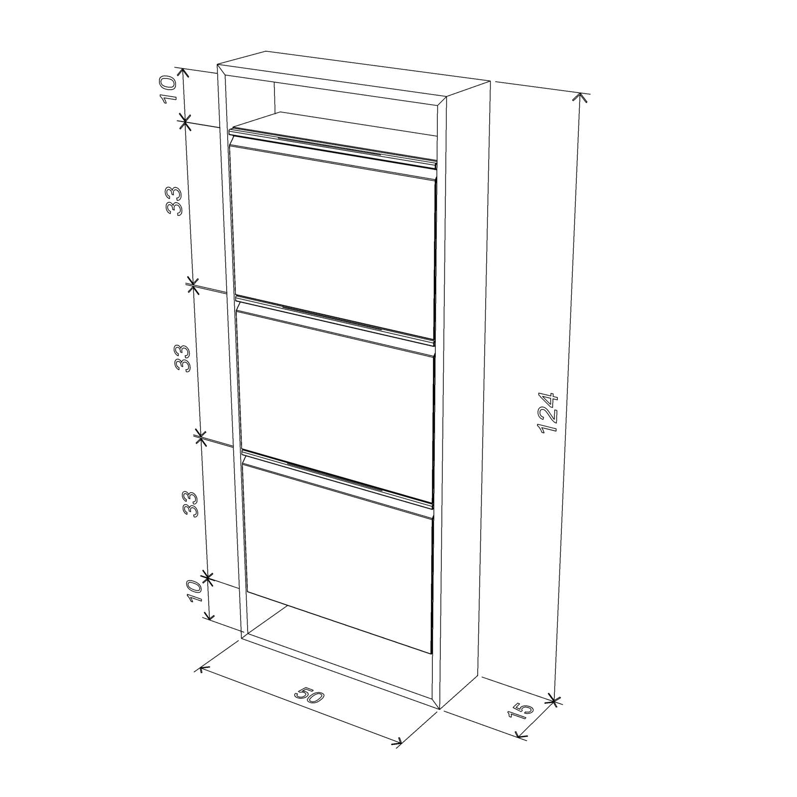 Hide 3 Tier Wood Frame Shoe Storage - Walnut Cabinet