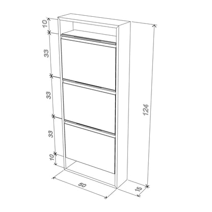 Hide 3 Tier Wood Frame Shoe Storage - Walnut Cabinet