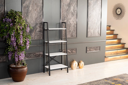 Leon 5 Tier Bookshelf - White Solid Wood Display Shelf
