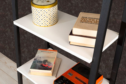 Leon 5 Tier Bookshelf - White Solid Wood Display Shelf