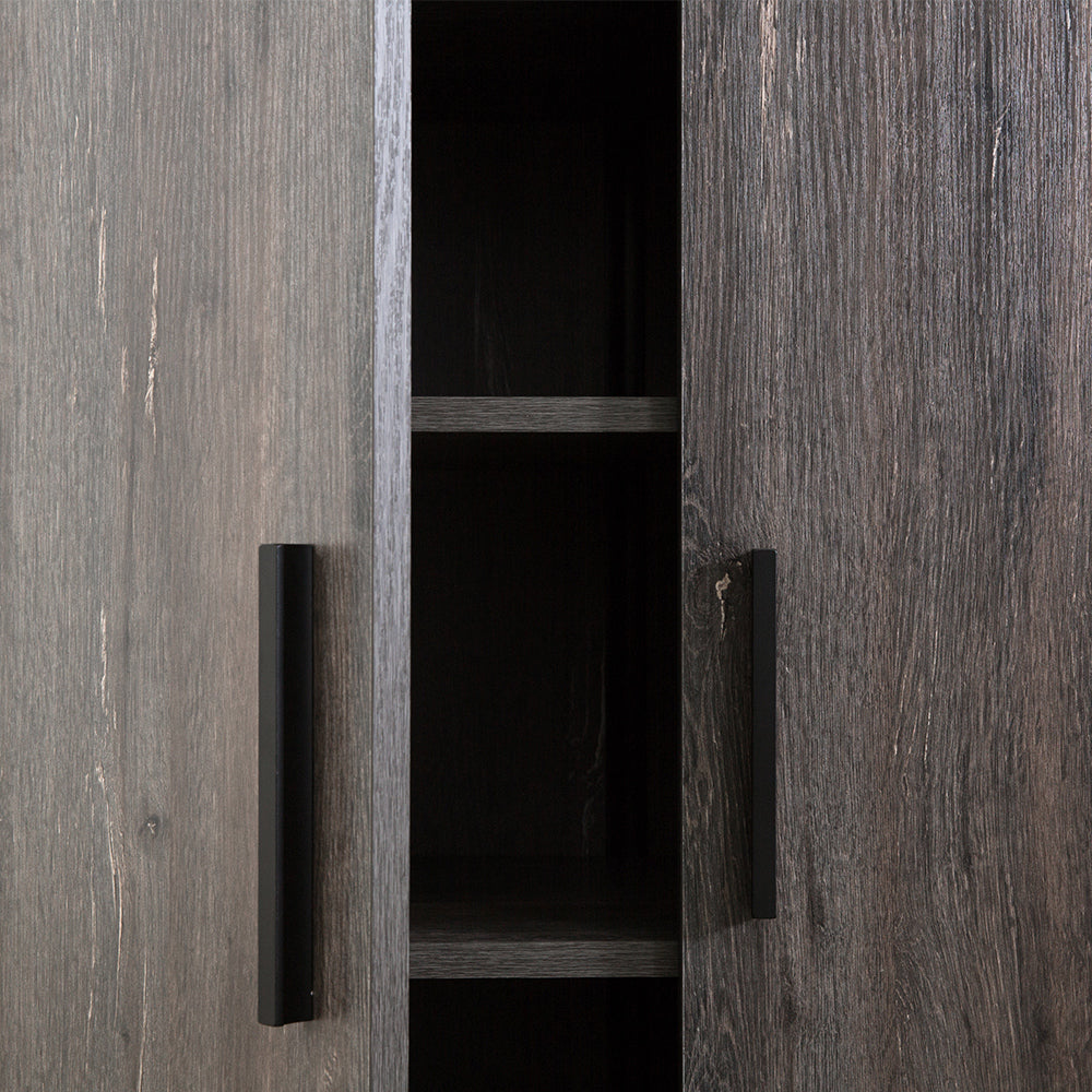 Gray Solid Wood Cabinet with Soft Close Doors for Deep Storage for Living Room