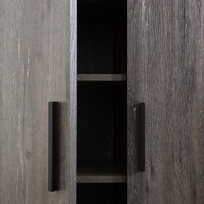 Gray Solid Wood Cabinet with Soft Close Doors for Deep Storage for Living Room